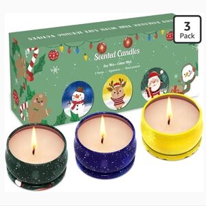 New 3 Pack Scented Soy Christmas Candle Gift Set
